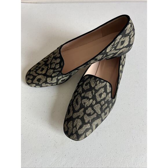 J. Crew Shoes - J. Crew Metallic Leopard animal Smoking Slippers Loafers Flat Size 9.5 Shoes